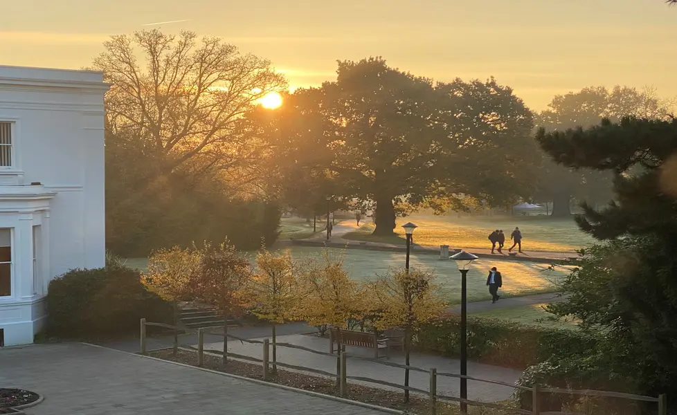 Sunset by school
